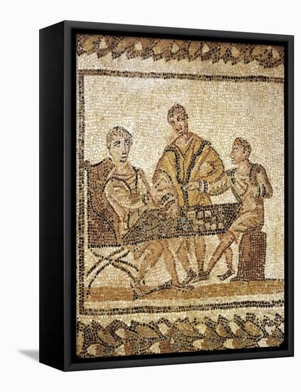 Mosaic Depicting Dice Players, from El Djem, Tunisia-null-Framed Stretched Canvas