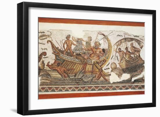 Mosaic Depicting Dionysus and the Old Silenus Fighting Against Pirates in the Mediterranean Sea-null-Framed Giclee Print