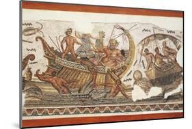 Mosaic Depicting Dionysus and the Old Silenus Fighting Against Pirates in the Mediterranean Sea-null-Mounted Giclee Print