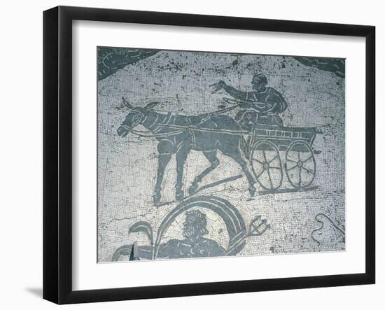 Mosaic Depicting Farm Cart on Two Wheels, in Piazzale Delle Corporazioni-null-Framed Giclee Print