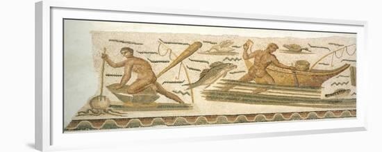 Mosaic Depicting Fishing Scene, from Dougga, Tunisia, 3rd Century-null-Framed Giclee Print