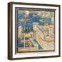 Mosaic Depicting Fluvial Landscape with Villa-null-Framed Giclee Print