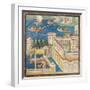 Mosaic Depicting Fluvial Landscape with Villa-null-Framed Giclee Print