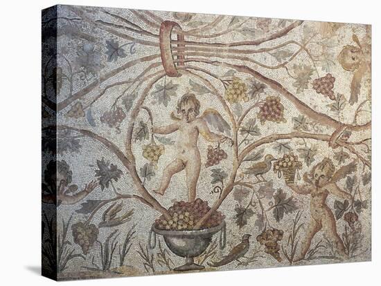 Mosaic Depicting Harvest and Cherubs, from Algeria-null-Stretched Canvas