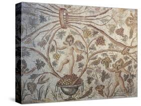 Mosaic Depicting Harvest and Cherubs, from Algeria-null-Stretched Canvas