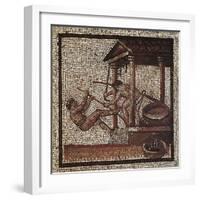 Mosaic Depicting Men Extracting Oil with Oil Press, from Saint-Romain-En-Gal, France, 3rd Century-null-Framed Giclee Print