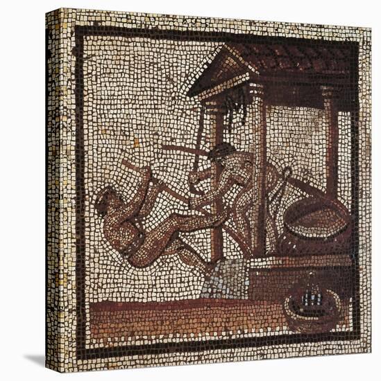 Mosaic Depicting Men Extracting Oil with Oil Press, from Saint-Romain-En-Gal, France, 3rd Century-null-Stretched Canvas