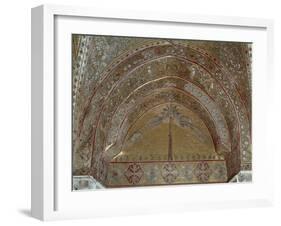 Mosaic Depicting Peacocks, Geometric and Vegetal Motifs, King Roger's Room-null-Framed Giclee Print