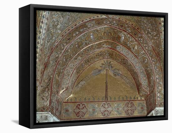 Mosaic Depicting Peacocks, Geometric and Vegetal Motifs, King Roger's Room-null-Framed Stretched Canvas