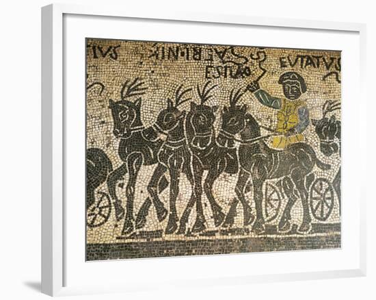 Mosaic Depicting Quadriga During Circus Race, Detail-null-Framed Giclee Print