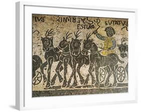 Mosaic Depicting Quadriga During Circus Race, Detail-null-Framed Giclee Print