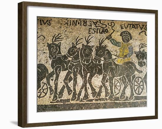 Mosaic Depicting Quadriga During Circus Race, Detail-null-Framed Giclee Print