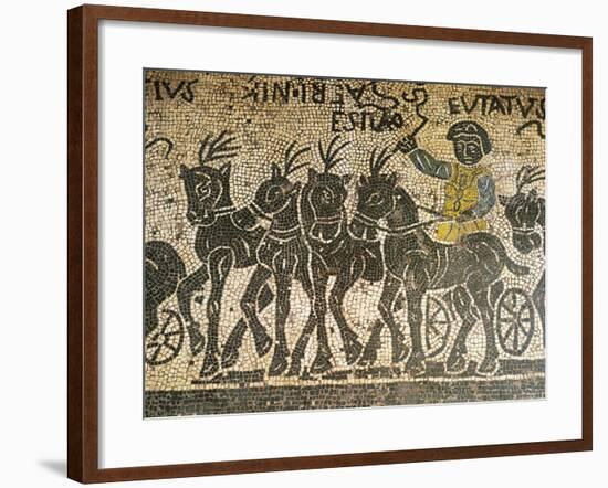 Mosaic Depicting Quadriga During Circus Race, Detail-null-Framed Giclee Print