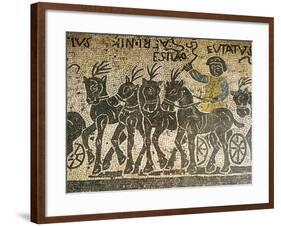 Mosaic Depicting Quadriga During Circus Race, Detail-null-Framed Giclee Print