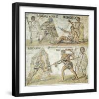 Mosaic Depicting Scenes from Amphitheater from Rome, Lazio-null-Framed Giclee Print