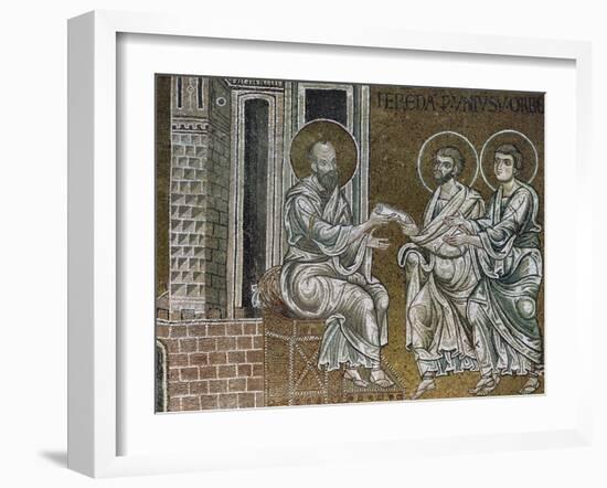 Mosaic Depicting Scenes of Saint Paul's Life, Left Apse, Cathedral Dedicated to Santa Maria Nuova-null-Framed Giclee Print