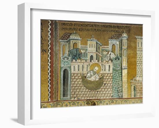 Mosaic Depicting Scenes of St Paul's Life, Left Apse, Cathedral Dedicated to Santa Maria Nuova-null-Framed Giclee Print