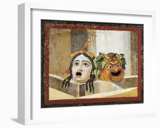 Mosaic Depicting Theatrical Masks, from Rome, Italy-null-Framed Giclee Print