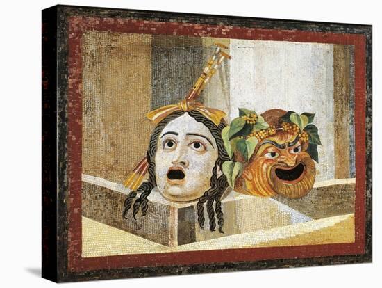 Mosaic Depicting Theatrical Masks, from Rome, Italy-null-Stretched Canvas