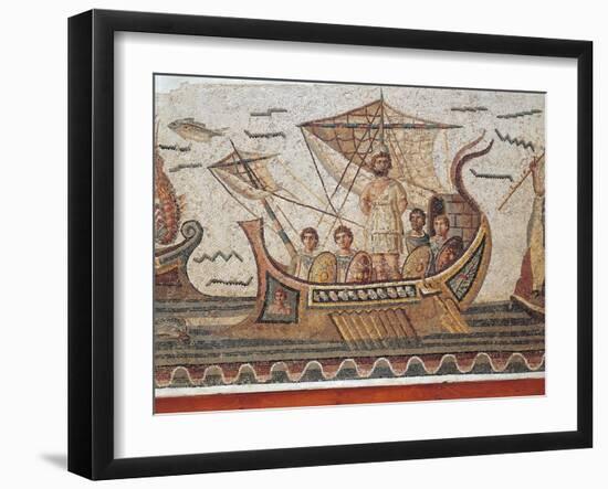 Mosaic Depicting Ulysses and the Sirens' Island from Thugga, Dougga, Tunisia, Close-Up-null-Framed Giclee Print