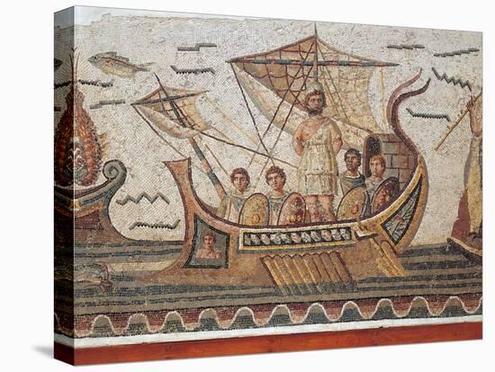 Mosaic Depicting Ulysses and the Sirens' Island from Thugga, Dougga, Tunisia, Close-Up-null-Stretched Canvas