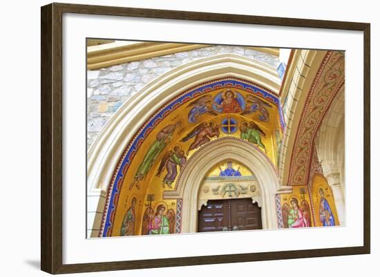 Mosaic depiction of the Vigin Mary, Kykkos Monastery, Kykkos, Troodos, Cyprus-Neil Farrin-Framed Photographic Print