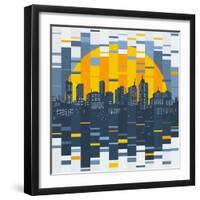 Mosaic Evening City-JoeBakal-Framed Art Print