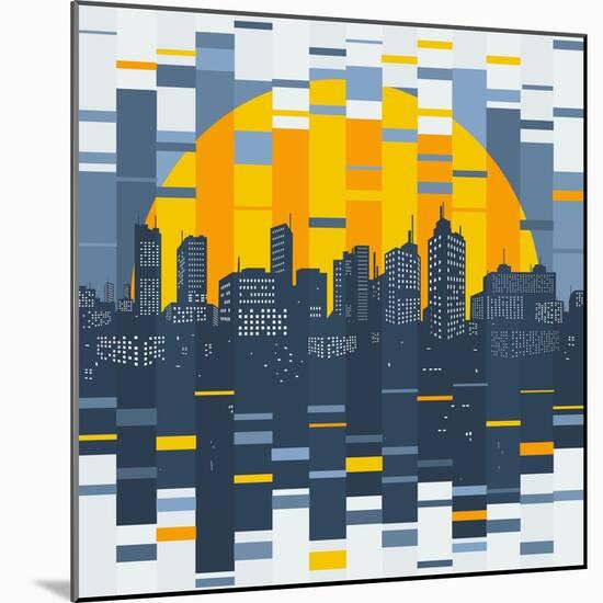 Mosaic Evening City-JoeBakal-Mounted Art Print