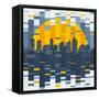 Mosaic Evening City-JoeBakal-Framed Stretched Canvas