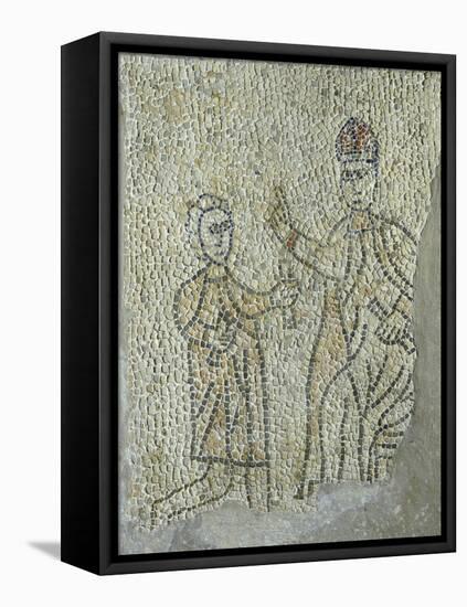 Mosaic Flooring Representing Meeting of Pope Innocent III and Alexius IV Angelus During 4th Crusade-null-Framed Stretched Canvas