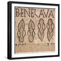 Mosaic from Villa's Entry Way Depicting Sandals and Words Bene Lava-null-Framed Giclee Print