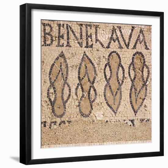 Mosaic from Villa's Entry Way Depicting Sandals and Words Bene Lava-null-Framed Giclee Print