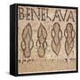 Mosaic from Villa's Entry Way Depicting Sandals and Words Bene Lava-null-Framed Stretched Canvas