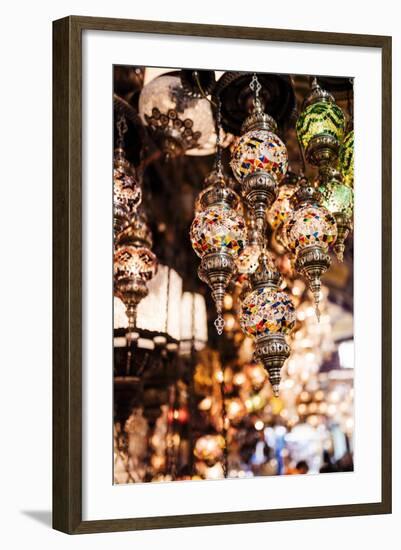 Mosaic Glass Turkish Lights on Display, Grand Bazaar (Kapali Carsi), Istanbul, Turkey-Ben Pipe-Framed Photographic Print