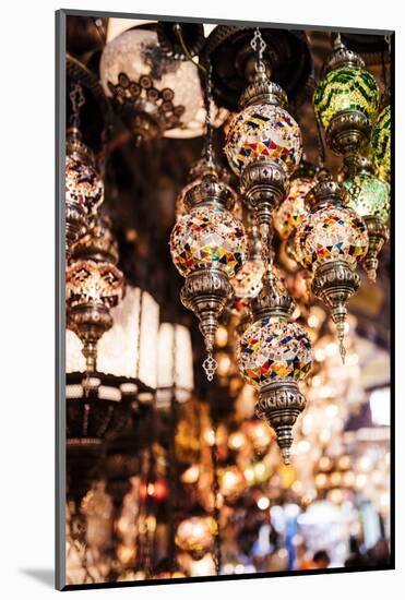 Mosaic Glass Turkish Lights on Display, Grand Bazaar (Kapali Carsi), Istanbul, Turkey-Ben Pipe-Mounted Photographic Print
