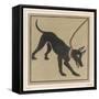 Mosaic of a Roman Dog on a Lead-null-Framed Stretched Canvas
