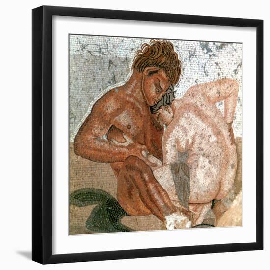 Mosaic of a Satyr and Nymph, House of Faun, Pompeii, Italy-null-Framed Giclee Print