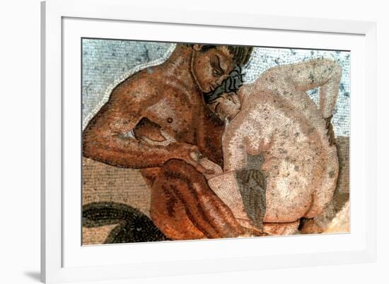 Mosaic of a Satyr and Nymph, House of Faun, Pompeii, Italy-null-Framed Giclee Print