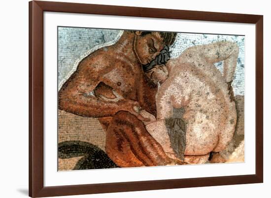 Mosaic of a Satyr and Nymph, House of Faun, Pompeii, Italy-null-Framed Giclee Print