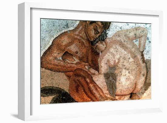 Mosaic of a Satyr and Nymph, House of Faun, Pompeii, Italy-null-Framed Giclee Print