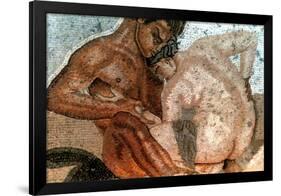 Mosaic of a Satyr and Nymph, House of Faun, Pompeii, Italy-null-Framed Premium Giclee Print