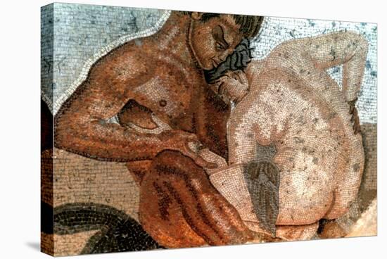 Mosaic of a Satyr and Nymph, House of Faun, Pompeii, Italy-null-Stretched Canvas