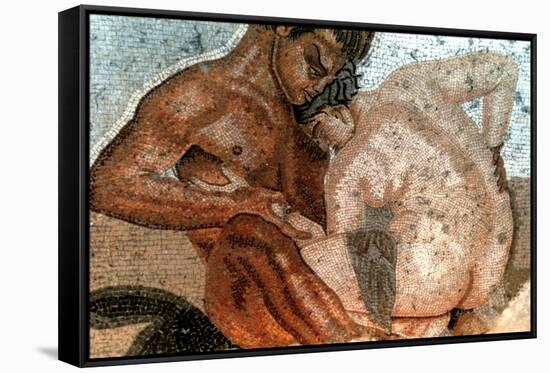 Mosaic of a Satyr and Nymph, House of Faun, Pompeii, Italy-null-Framed Stretched Canvas