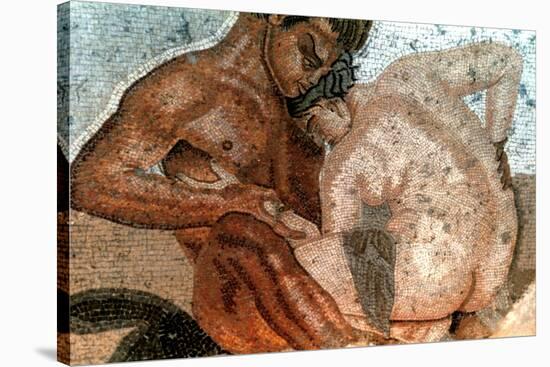 Mosaic of a Satyr and Nymph, House of Faun, Pompeii, Italy-null-Stretched Canvas