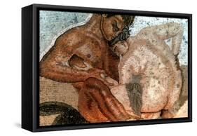 Mosaic of a Satyr and Nymph, House of Faun, Pompeii, Italy-null-Framed Stretched Canvas