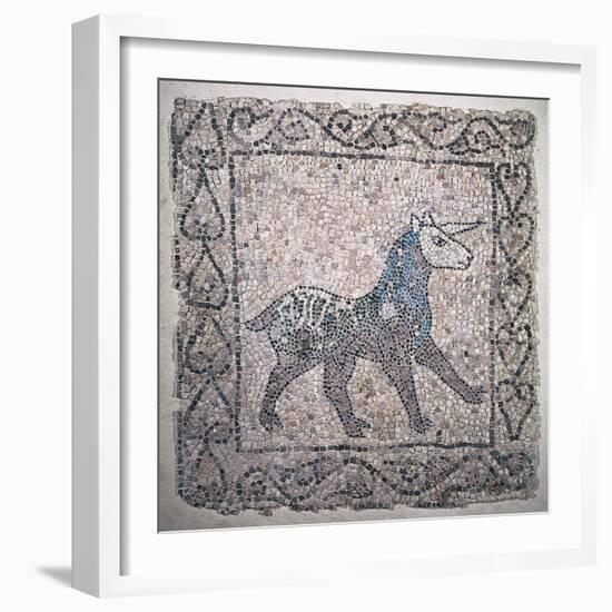 Mosaic of a Unicorn, 13th c. National Museum, Ravenna, Italy-null-Framed Art Print