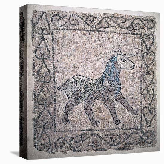 Mosaic of a Unicorn, 13th c. National Museum, Ravenna, Italy-null-Stretched Canvas