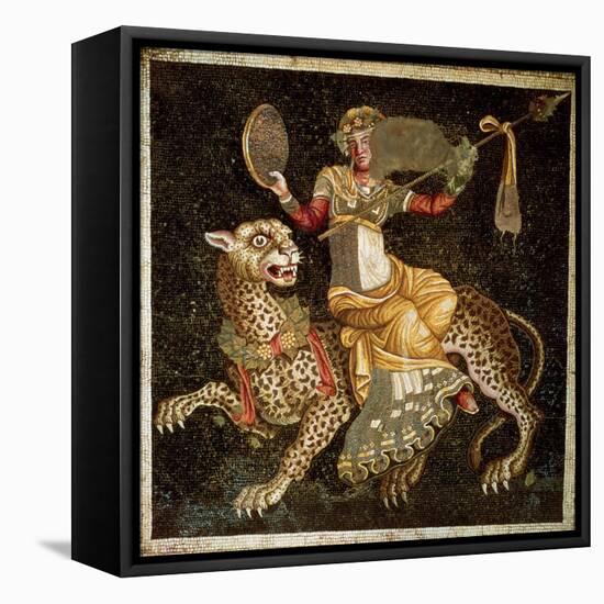 Mosaic of Dionysus Riding a Leopard circa 180 AD-null-Framed Stretched Canvas