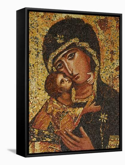 Mosaic of Greek Virgin, Annunciation Basilica, Nazareth, Galilee, Israel, Middle East-Godong-Framed Stretched Canvas