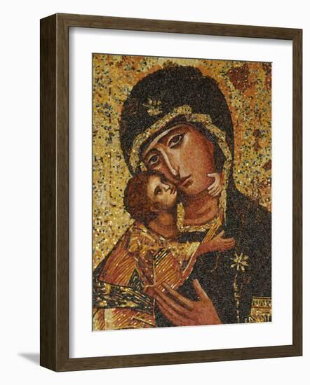 Mosaic of Greek Virgin, Annunciation Basilica, Nazareth, Galilee, Israel, Middle East-Godong-Framed Photographic Print